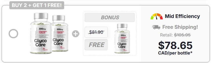 Glyco Care™ bottle – natural supplement for blood sugar and pressure support - 2 Bottles Glyco Care +Get 1 Free