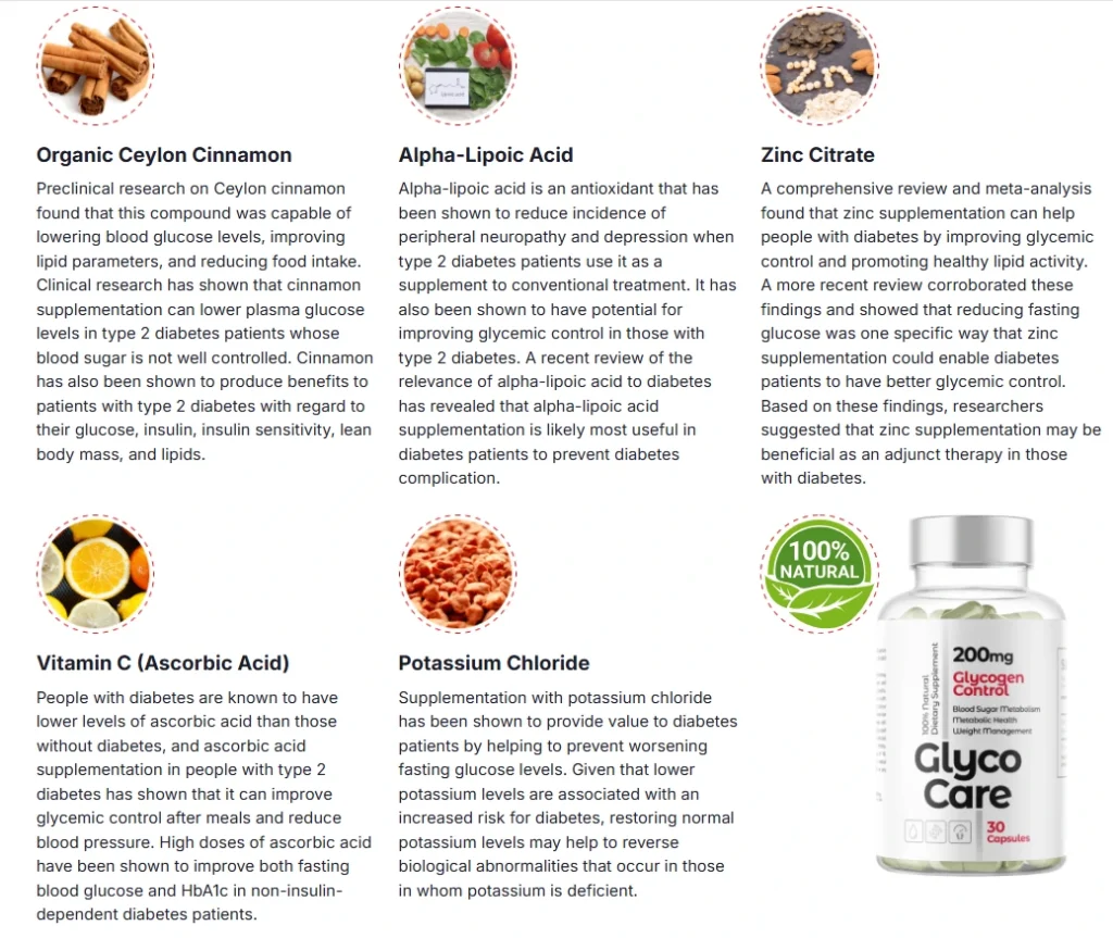 Key ingredients in Glyco Care™ supporting metabolic health